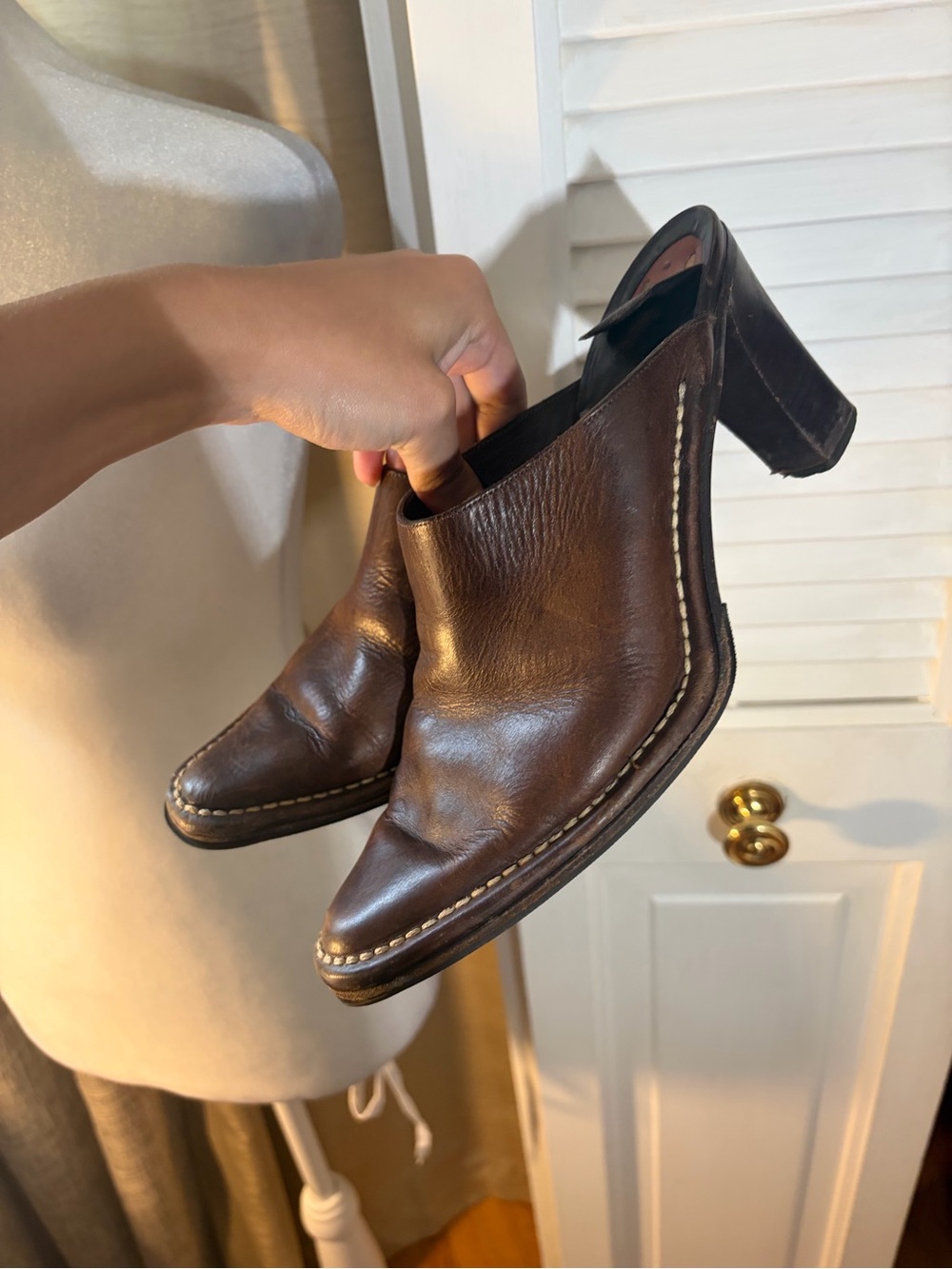 Ralph Lauren Brown Leather Heeled Mules
